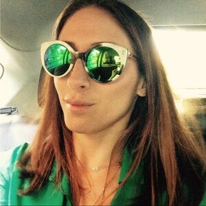 Illesteva White Green mirrored sunglasses